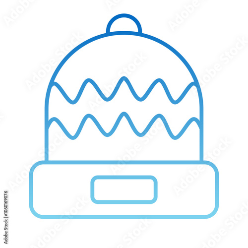 beanie hat winter line gradient icon