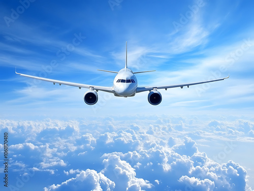 Airplane flying over the blue sky