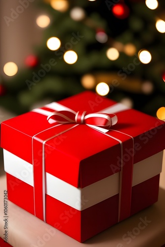 Wallpaper Mural ia generated. red gift box with ribbon Torontodigital.ca