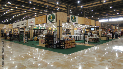 Vibrant indoor market showcasing a variety of goods.