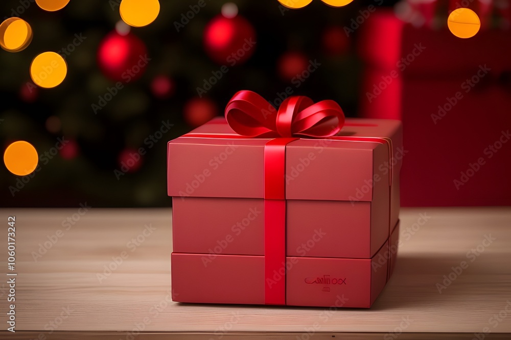 ia generated. red gift box with ribbon ia generated. red gift box with ribbon