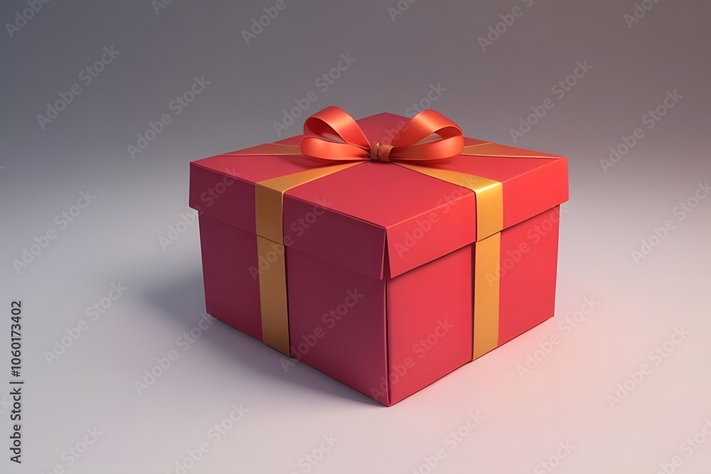 Fototapeta premium ia generated. red gift box with ribbon