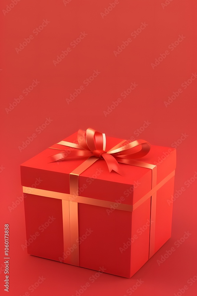 Fototapeta premium ia generated. red gift box with ribbon