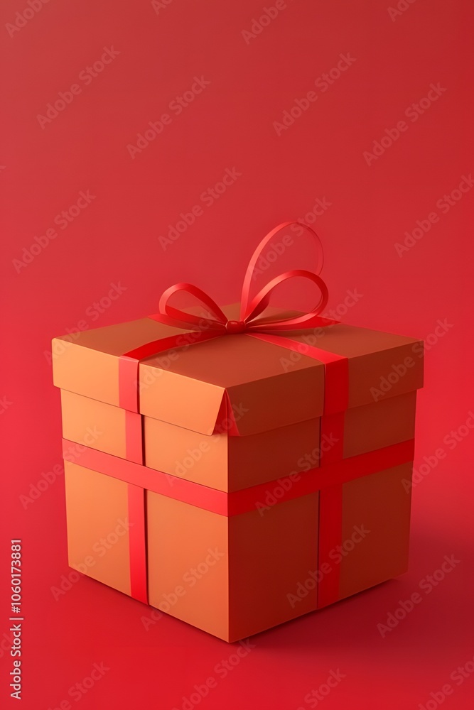 Fototapeta premium ia generated. red gift box with ribbon