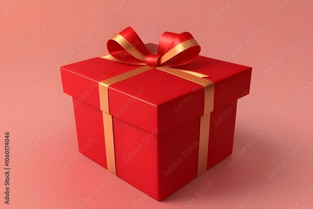 Fototapeta premium ia generated. red gift box with ribbon