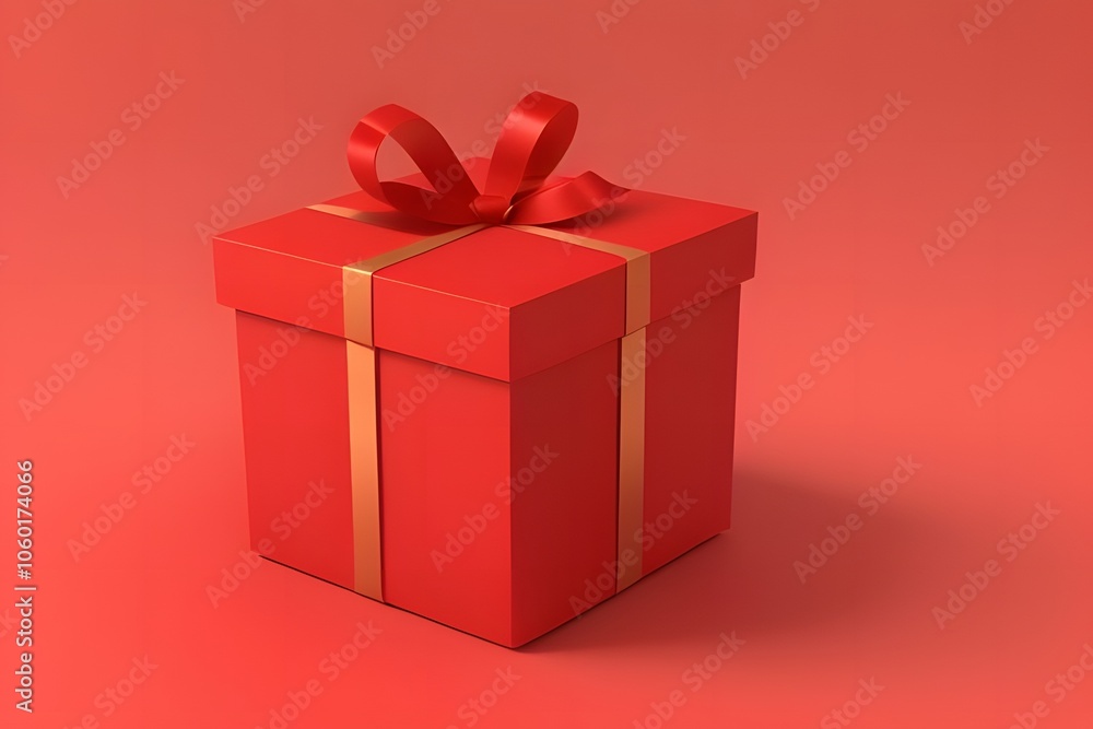 Fototapeta premium ia generated. red gift box with ribbon