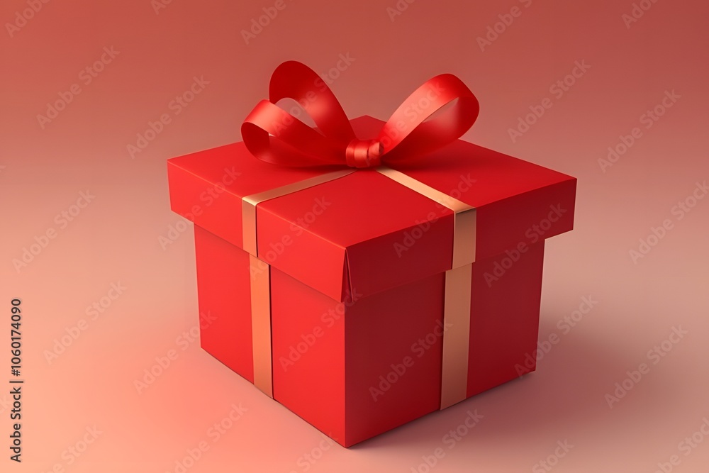 Obraz premium ia generated. red gift box with ribbon