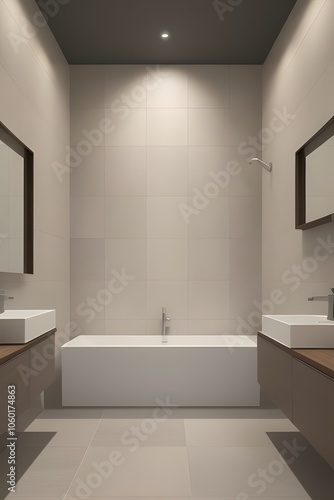 Wallpaper Mural ia generated. modern bathroom with white tiles Torontodigital.ca