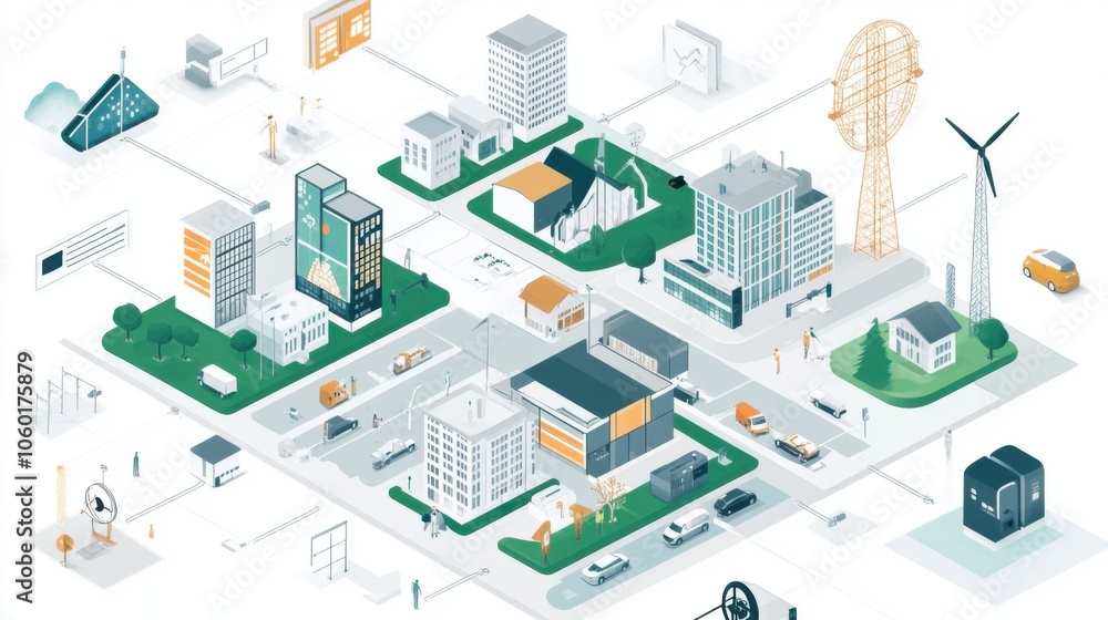 Obraz premium Smart grids utilizing IoT for efficient energy distribution