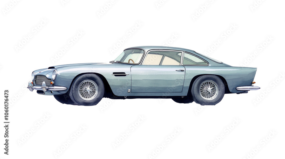 Fototapeta premium Classic blue vintage coupe with sleek design and polished metallic details.