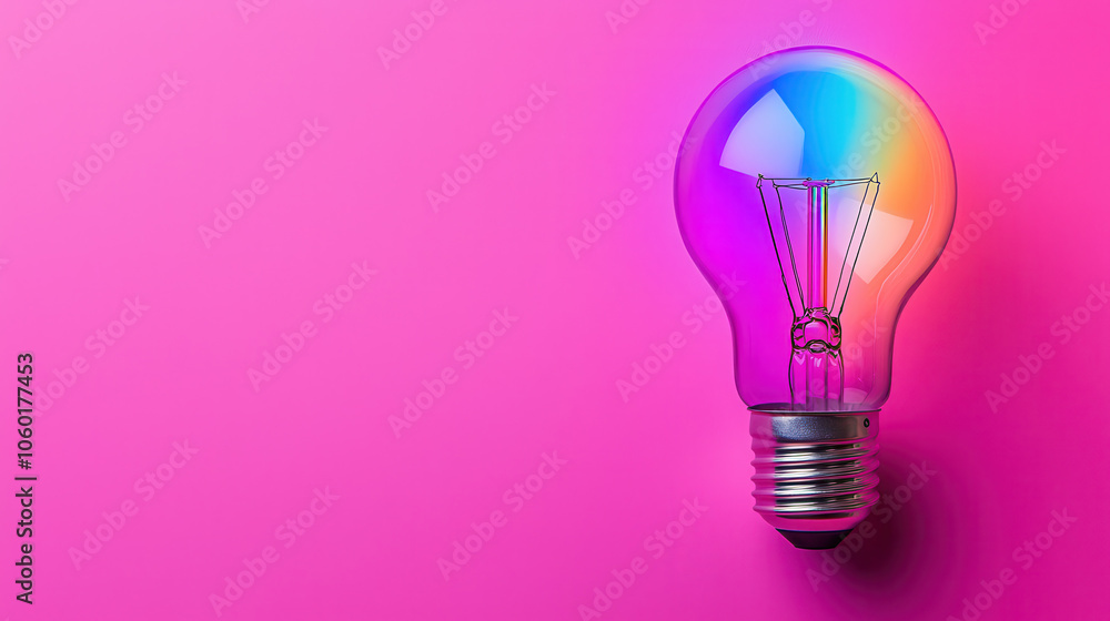 vibrant color changing smart bulb glowing against pink background vibrant color changing smart bulb glowing against pink background