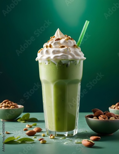 Matcha Latte Splash Green Tea Frappe Refreshing Matcha Drink