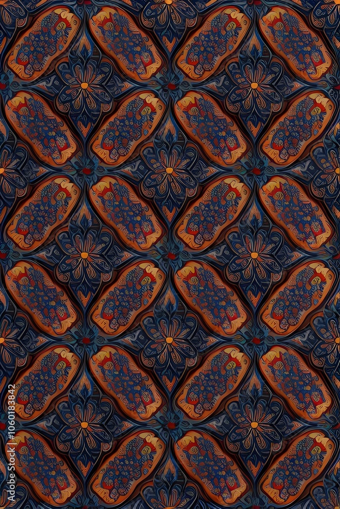 Obraz premium ia generated. Vector pattern of an Andalusian mosaic. Illustrated seamless pattern made of abstract elements Ethnic abstract. Beautiful seamless pattern design.