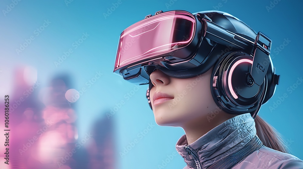 Exploring the future of virtual reality a young woman engages with advanced technology to experience immersive worlds and limitless possibilities Exploring the future of virtual reality a young woman engages with advanced technology to experience immersive worlds and limitless possibilities