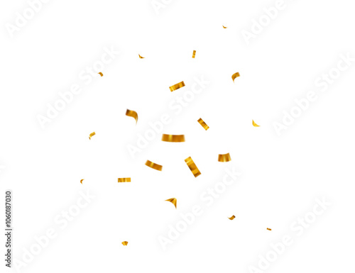 Flying gold confetti tinsel. Decoration for carnival party, holiday event, birthday, Valentines day, New Year, Christmas, Wedding ceremony. Vector illustration