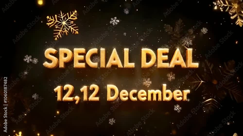 special deal bold metallic gold font with frosty snowflakes and 12.12 december, special deal metallic gold text with falling snowflakes and warm glow special deal bold metallic gold font with frosty snowflakes and 12.12 december, special deal metallic gold text with falling snowflakes and warm glow