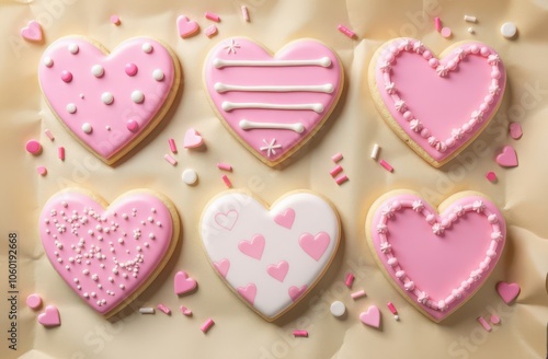 heart shaped cookies with sprinkles