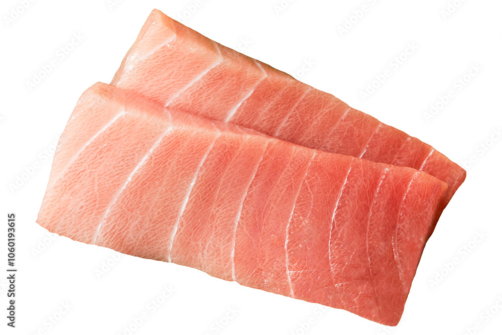 fresh tuna sashimi isolated on white background with clipping paths