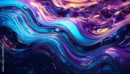 Abstract Blue and Purple Liquid Waves