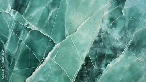 Abstract image of green marble texture with natural veins and patterns, displaying shades of teal and white cracks.