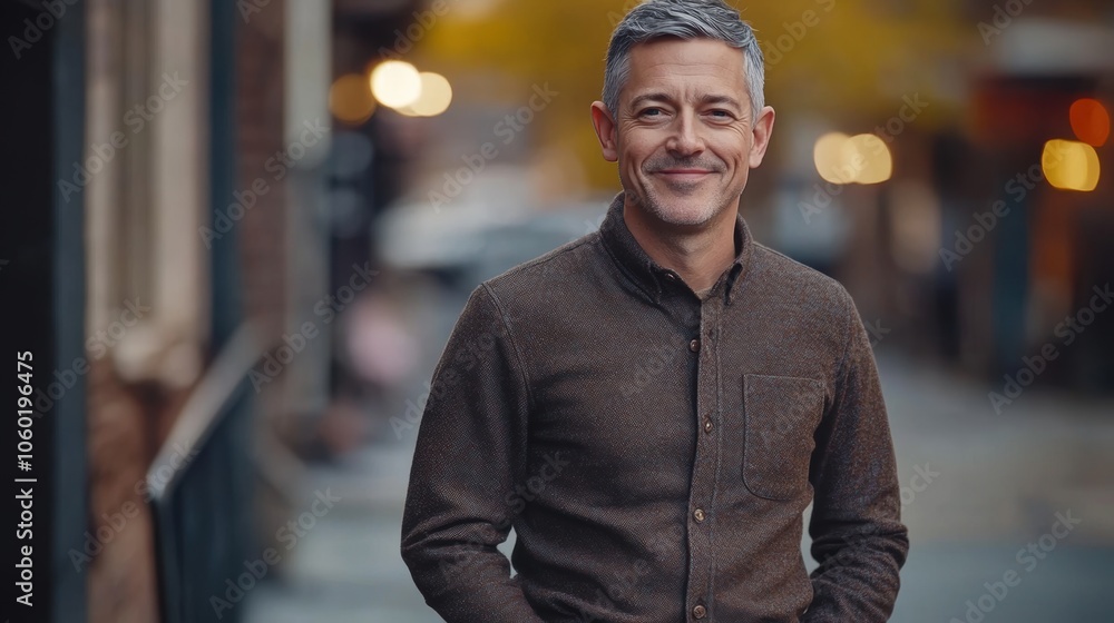 Fototapeta premium Smiling Man City Street.