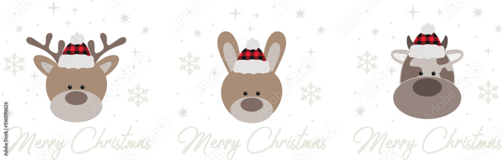 Merry Christmas, Cow Christmas, Reindeer Christmas , Bunny Christmas​​​​​​​