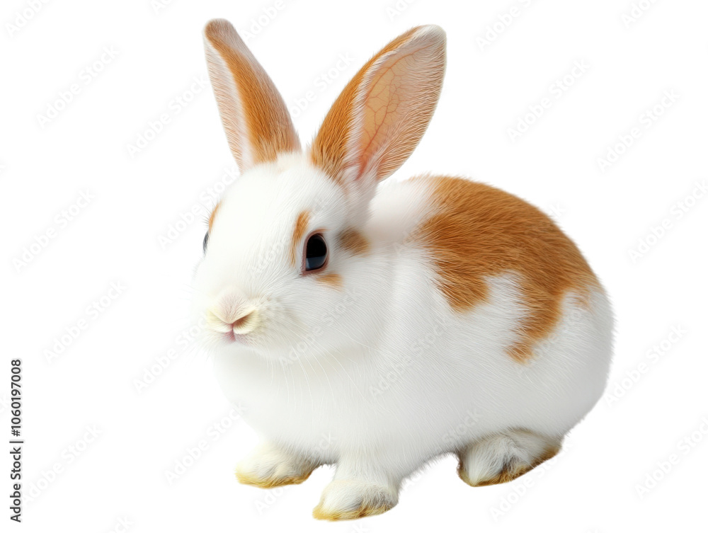 Obraz premium Adorable bunny rabbit on a white isolated background, cute pet for children.