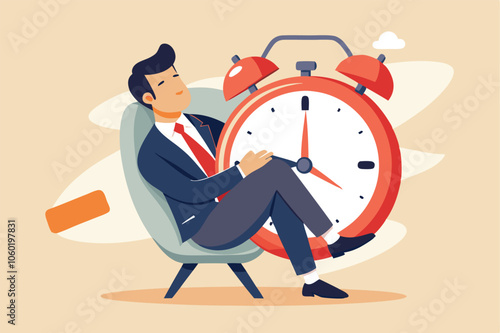 Afternoon Slump in the Office: Dealing with Procrastination, Laziness, and Sleepiness at Work vector illustration.