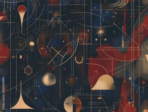 Abstract Geometric Art with Cosmic and Psychedelic Elements