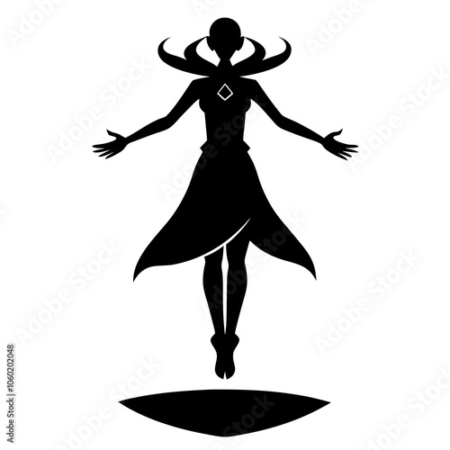 Mystical Female Levitation Vector.