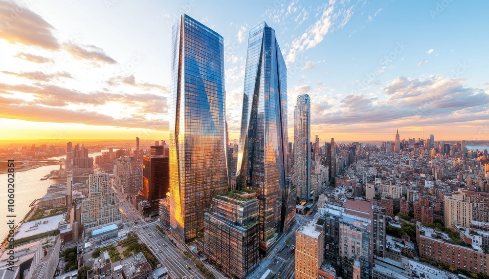 Obraz premium Sunset Skyline Over Manhattan.