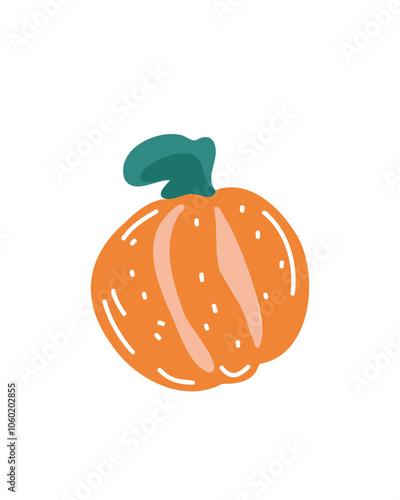 orange pumpkin with a rustic stem, natural and autumnal look