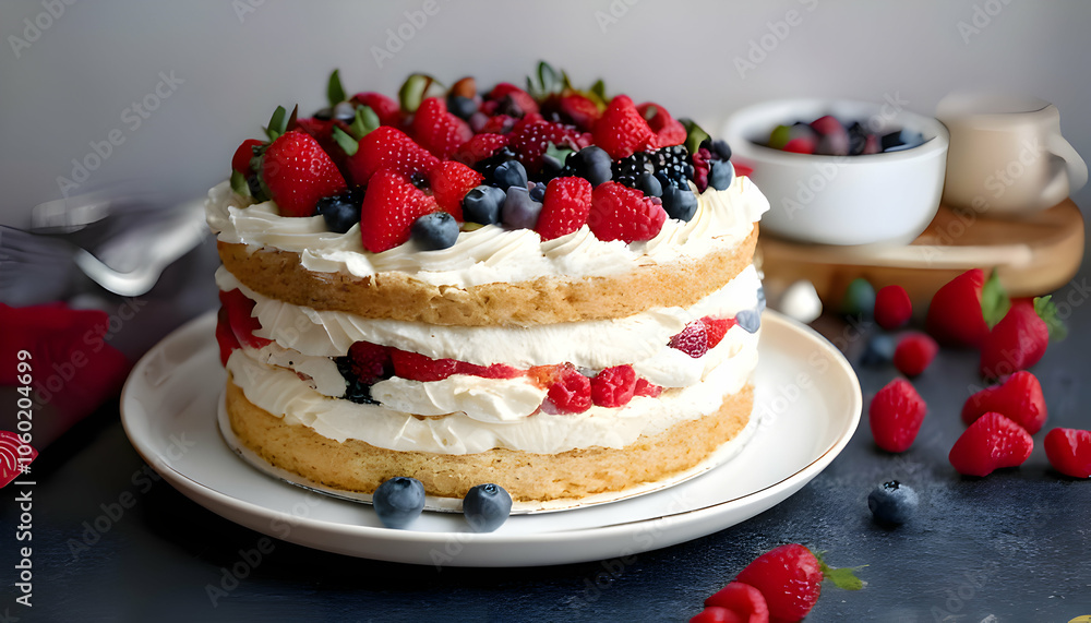 Berry Chantilly Cake- Showcase a light cake layered with fresh berries and whipped cream. Berry Chantilly Cake- Showcase a light cake layered with fresh berries and whipped cream.