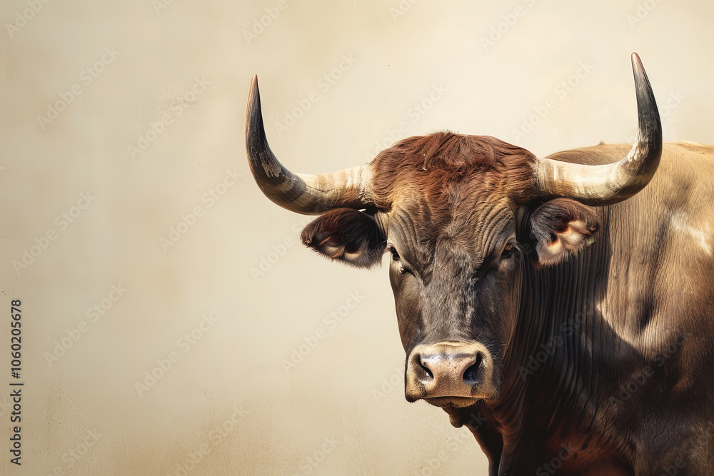 Naklejka premium Close up of a bull against background