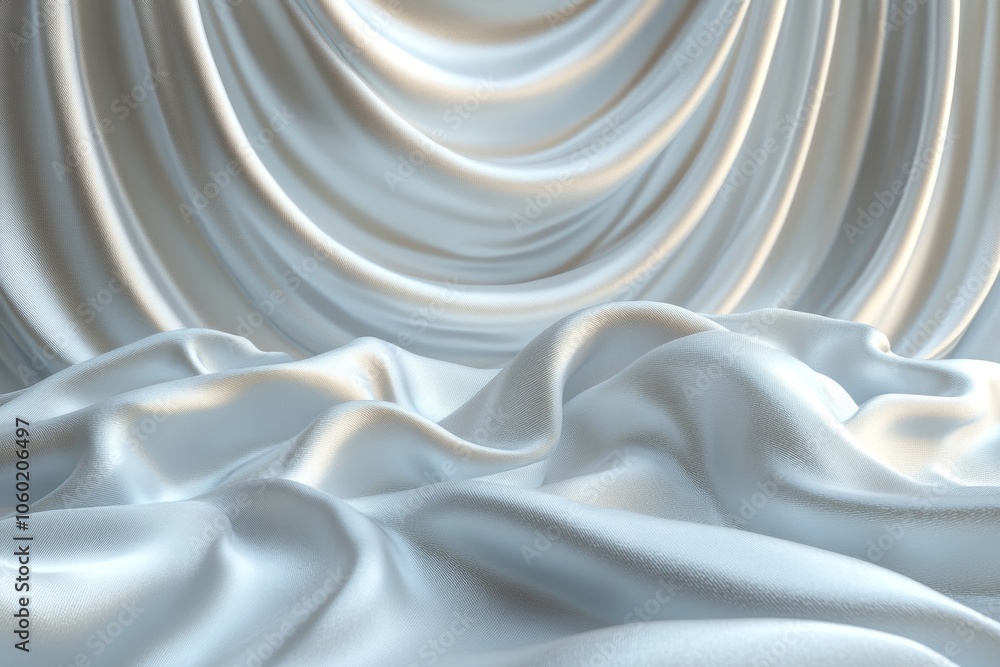 Obraz premium White Silk Fabric Draped Background - Elegant Texture