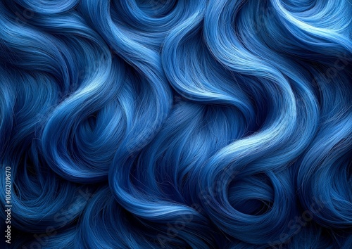 A close-up of flowing blue hair, showcasing vibrant waves and texture.