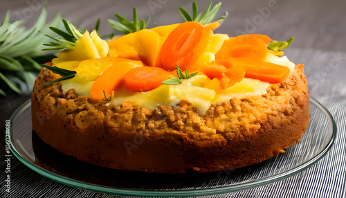 Carrot and Pineapple Cake- Explore a moist cake featuring both carrots and pineapple. photo