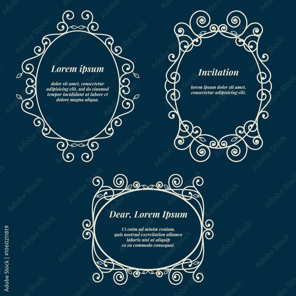 Elegantly aesthetic frames. A set of beautiful frames. Vintage style. Luxury backdrop. Elegantly aesthetic frames. A set of beautiful frames. Vintage style. Luxury backdrop.