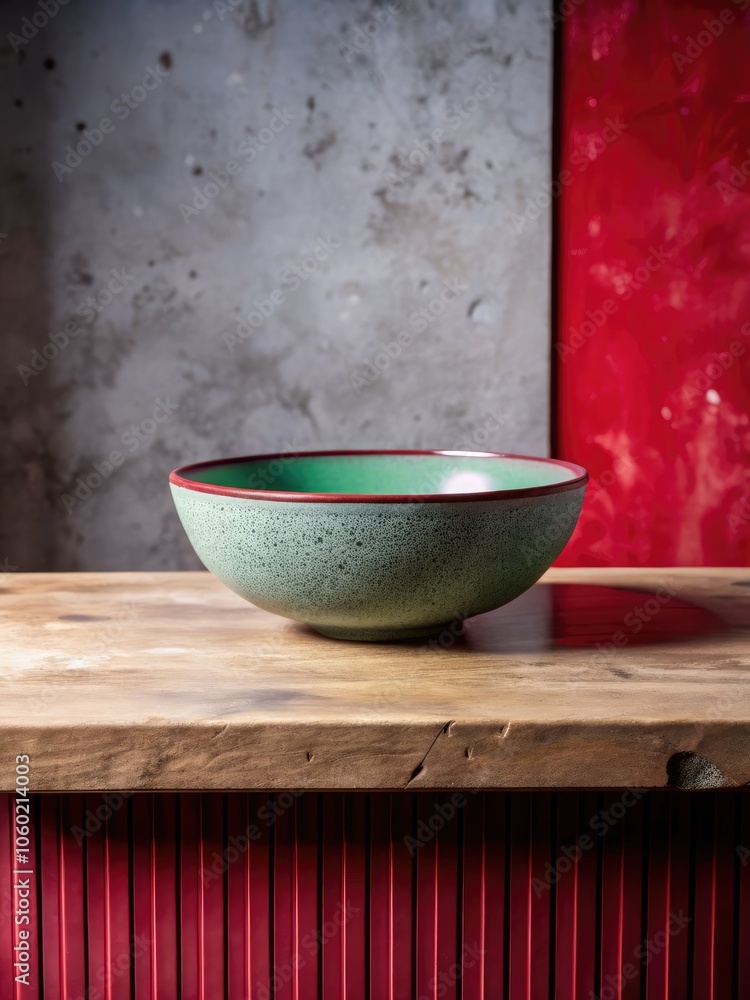 Artistic bowl on a wooden countertop Artistic bowl on a wooden countertop