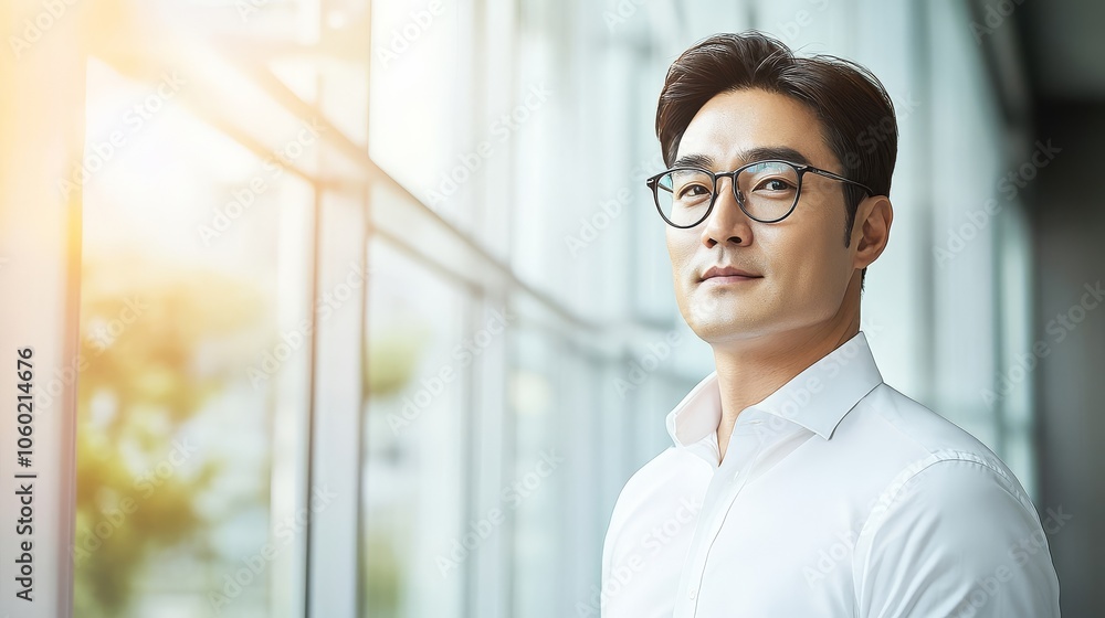 Fototapeta premium Stylish Glasses and Formal Wear in a Sleek Office