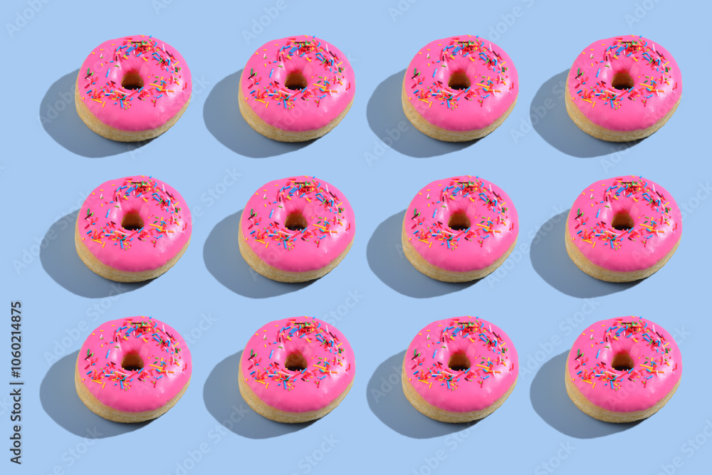 Delightful dozen of pink donuts Delightful dozen of pink donuts