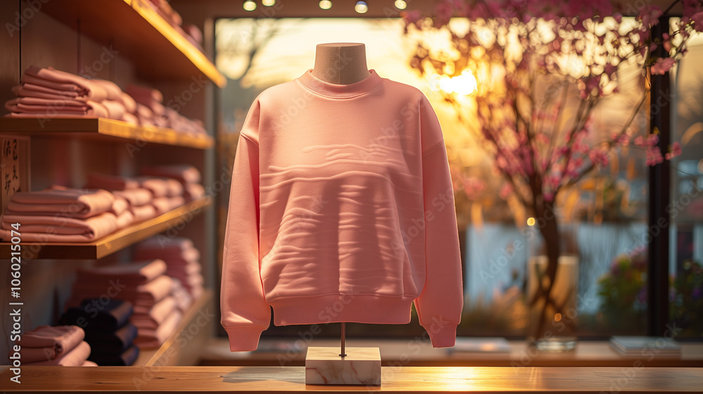 Pastel Pink Custom Sweatshirt with Unique Design in Modern Studio Pastel Pink Custom Sweatshirt with Unique Design in Modern Studio
