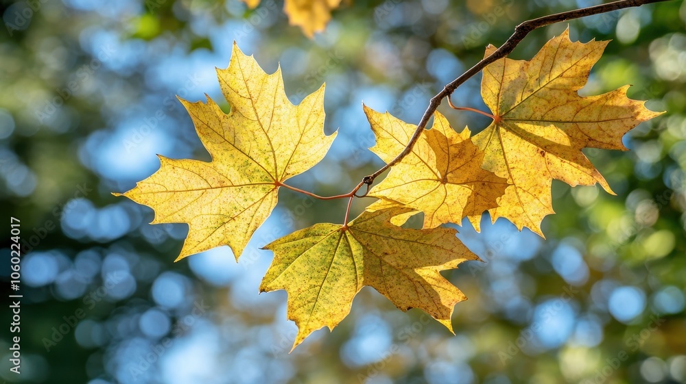 Autumn background with maple leaves and bokeh,Fall blurred background, Yellow and red maple leaves are flying and falling down. Autumnal landscape.water drop on leaf,space for text. Autumn background with maple leaves and bokeh,Fall blurred background, Yellow and red maple leaves are flying and falling down. Autumnal landscape.water drop on leaf,space for text.