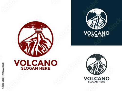 Eruption Volcano Mountain logo vector, Mountain Volcano logo design template