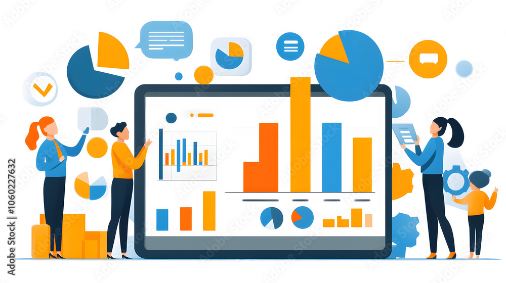 Business team using tablet with multichannel marketing platform, teamwork, data analysis, strategizing engagement campaigns