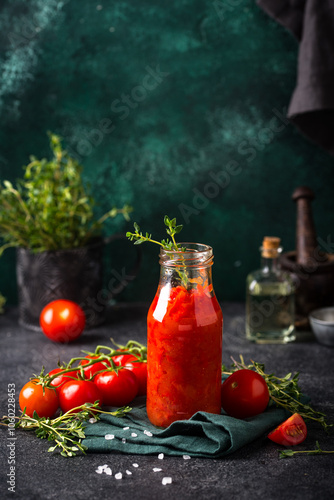 Traditional Italian tomato marinara sauce photo