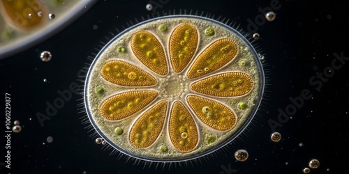 Stunning Macrophotography of Diatoma, a Beautiful Freshwater Algae Species Under Microscope Lens photo