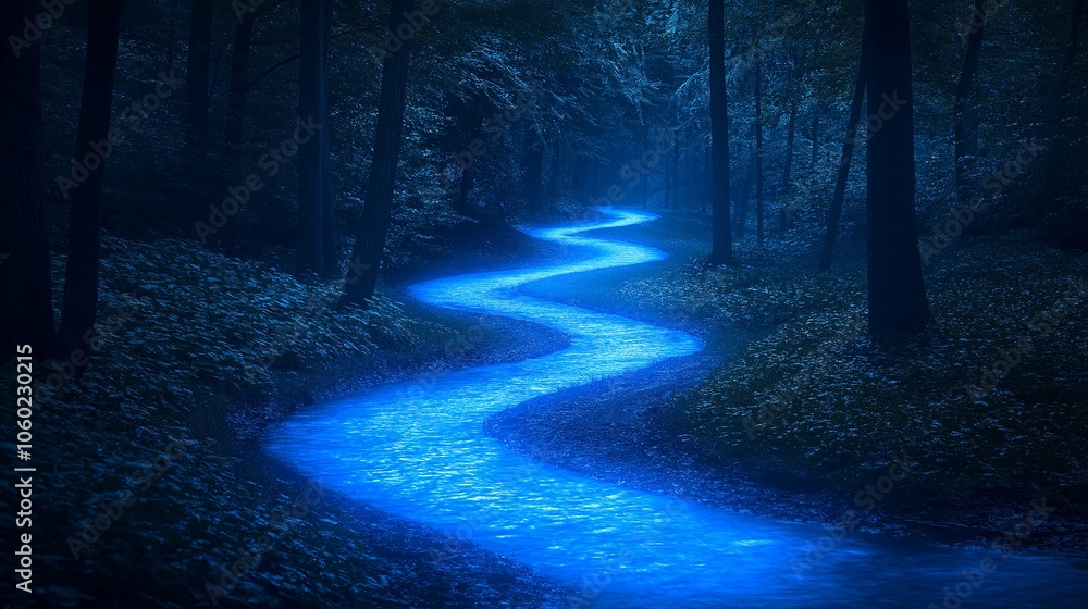 Fototapeta premium Serene River Flowing Through Enchanted Forest