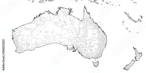 Topographical Map of Australia and Oceania. photo