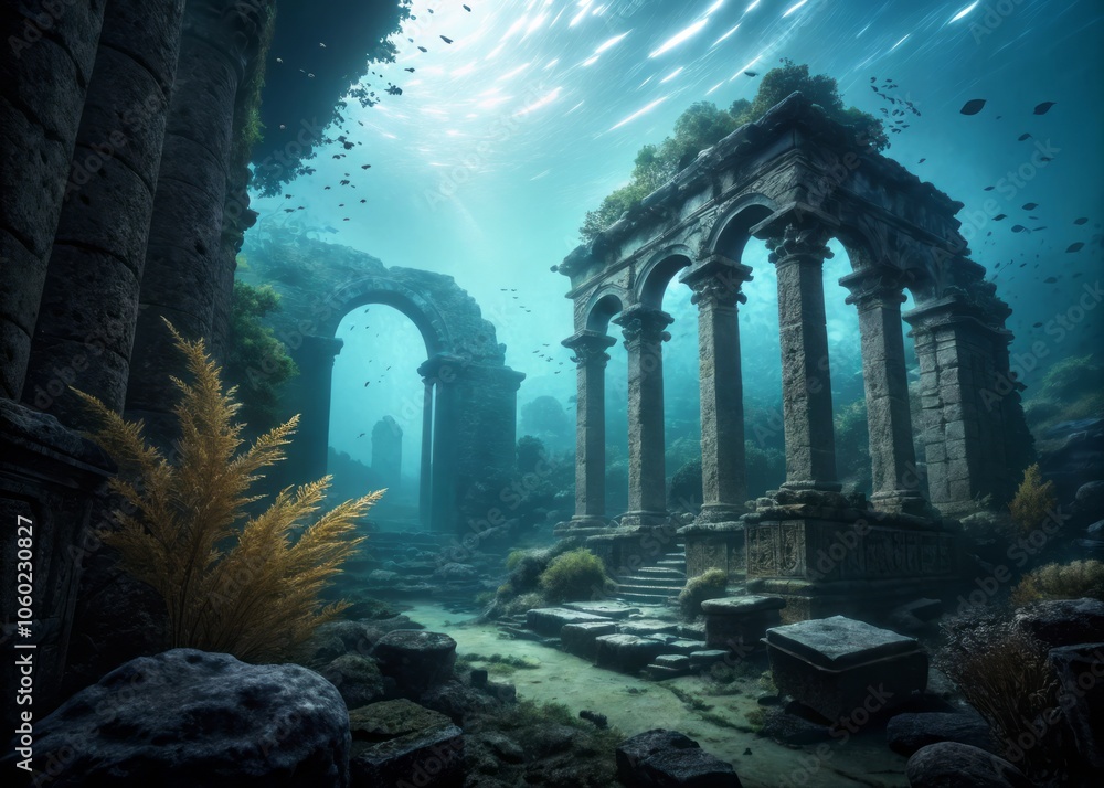 Dramatic Cinematic Capture of the Submerged World of an Ancient Civilization Beneath the Waves Dramatic Cinematic Capture of the Submerged World of an Ancient Civilization Beneath the Waves